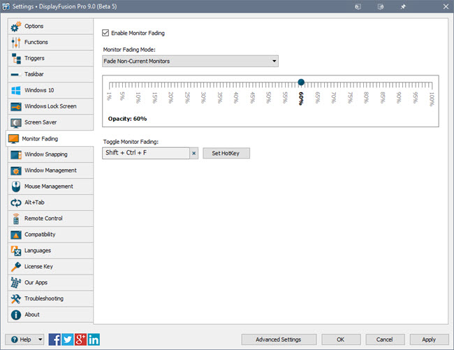 Settings: Monitor Fading