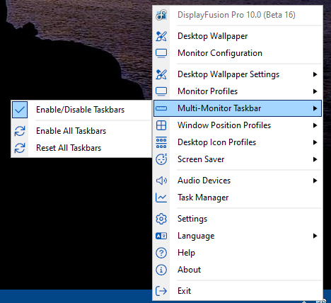 Multi-Monitor Taskbar Controls