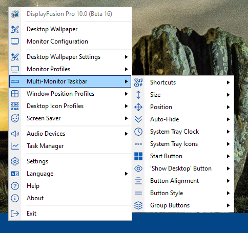 Multi-Monitor Taskbar Non-Primary Controls